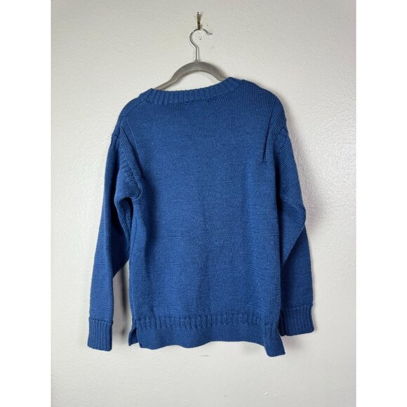 WoolOvers Blue 100% Wool Crewneck Sweater Long Sleeve Knit Womens Size Blue - Picture 2 of 15